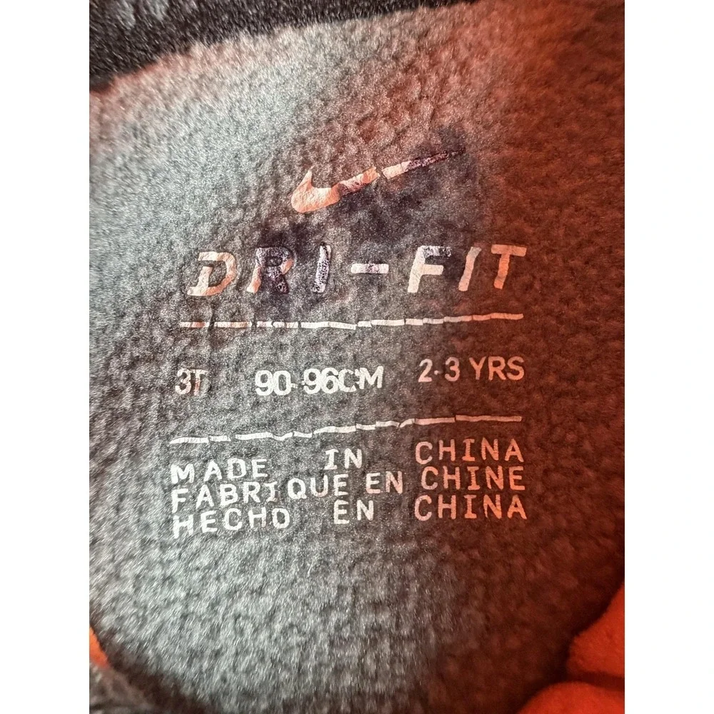 Nike Hoodie Toddler 3T Gray Dri-FIT Fleece Pullover Orange Swoosh Logo Front